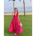Plus Size Korean Style Vacation Style Sweet Spaghetti-Strap Dress Women's Summer New Tube Top Small Fresh High Waist Long Skirt. 