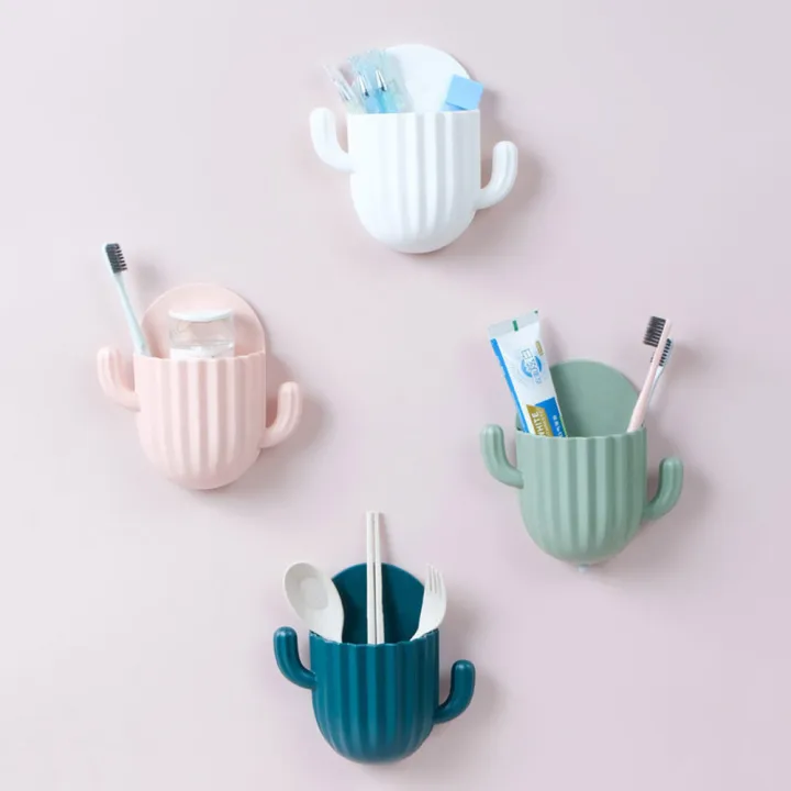 Household%20Wall-mounted%20Storage%20Rack%20Self-adhesive%20Seamless%20Cactus%20Storage%20Rack%20Toothbrush%20Holder%20Shaver%20Organizer%20Drain%20Shelf%20Bathroom%20Accessories%20-%20Image%204