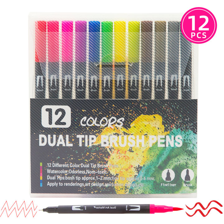 12%20Colors%20Dual%20Tip%20Brush%20Pens%20Art%20Markers%20Set%20Brush%20and%20Fine%20Tips%20Colored%20Pens%20for%20Children%20Adults%20Artists%20Drawing%20Sketching%20Coloring%20Calligraphy%20Hand%20Lettering%20Journaling%20Planner%20Art%20Projects%20-%20Image%204