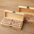 1 Set Self Inking Number Letter Stamp School Stationery Wood Rectangle Kids Alphabet Seal Diary Decoration DIY Handmade with box. 