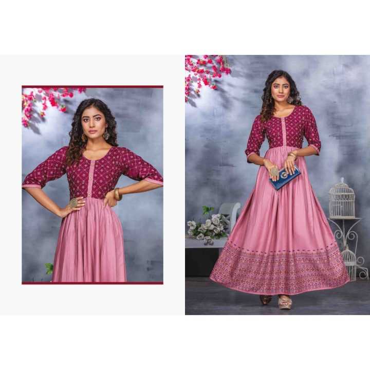 Ladies Long Frock Design Long Ghera Top With Manual Work Silai Pettern Multicolor Daraz.lk