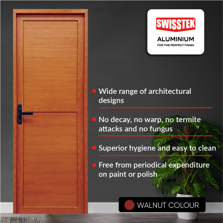 Bathroom Door Walnut Finish with Frame (Full Panel-Right Side Open)