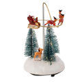 Christmas Village Animated Flying Sleigh Accessory Figurines, Lights Musical with Rotating Santa Sleigh Holiday Decorations. 