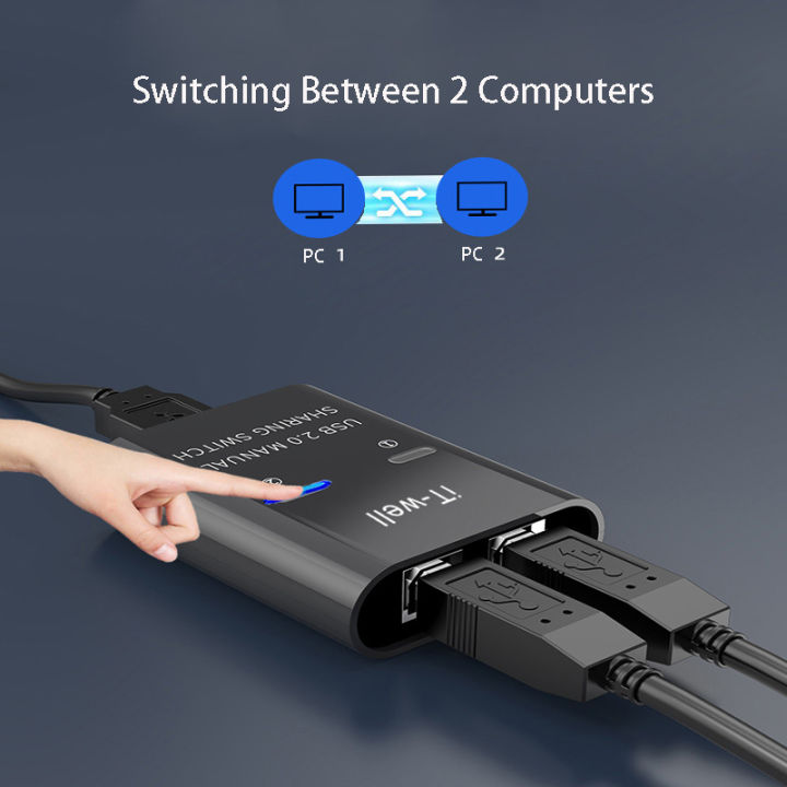 USB Printer Switch HUB 2 Port Printing Switcher Box 2 Input 1 Output Cable Splitter Two Computers Share Printer USB Adapter