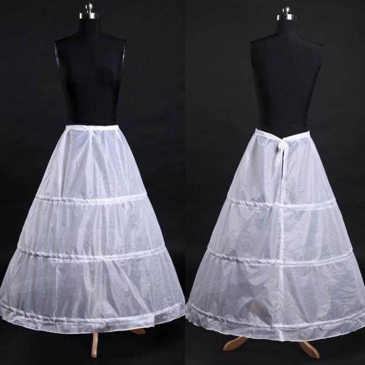 【WEJA】Fashion 3 Hoops Long Dress Gown Crinoline Petticoat Underskirt Slip for-Bride