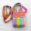 Rainbow Pop It Fidget Kids Toy Shoulder Bag Hit Push Bubble Stress Relief Toy Girls Backpack. 