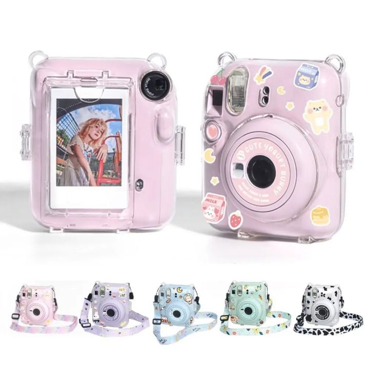 Fujifilm Instax Mini 12 Transparent Camera Case Protective Carry Bag Cover with Shoulder Strap Storage Bag