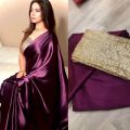 Purple Valentina Saree with Sequin Blouse Piece for Weddings and Parties, 6 Meter Length. 