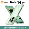 Cammy Redmi Note 14 5G Shockproof Case - Transparent Protective Clear Back Cover Silicone Bumper Soft Case For Girls Boys Cute New Back Covers. 