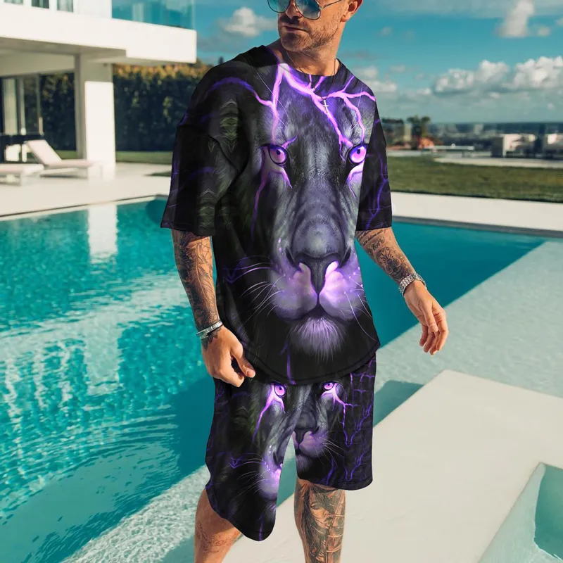 Black and Blue Futuristic Techwear Elastic Waist Embroidered
