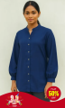 Women’s Blue Long Sleeve Blouse – Casual Stylish Top for Girls – Elegant Office Wear for Ladies. 