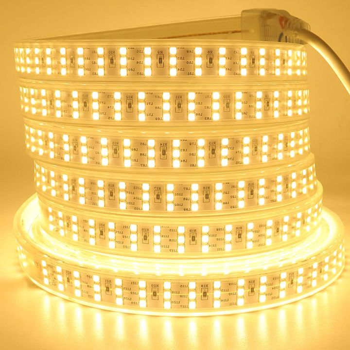 LED Strip Light 3 Lines Yellow - Warm 1M-100M Waterproof for Bedroom Indoor Outdoor 220v LED Strip LED Flexible Lights Strip for Home Garden Outdoor Decoration Warm White 3500K