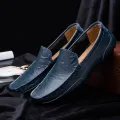 【ZIME】Men's Leather Casual Shoes Outdoor Fashion Men Loafers Spring Autumn Cow Leather Loafers Soft Comfortable Male Business shoes. 