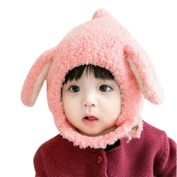 Yfashion Baby  Wool  Knitted  Hat Solid Color hree-dimensional Ears Decor Winter Cold Cap For 1-3 Year Old color