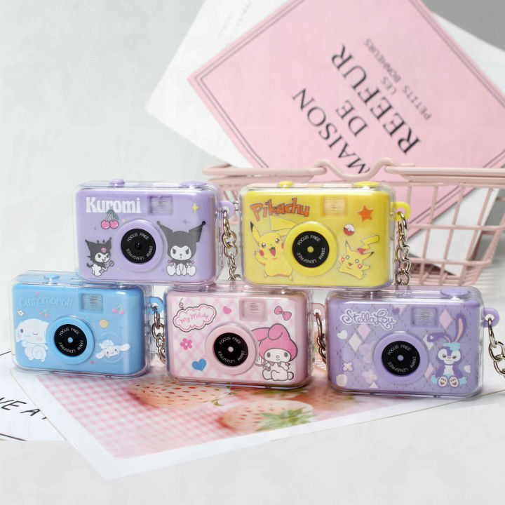 Glowing Cartoon Sanrio Melody Camera Keychain Kuromi Cinnamoroll Mini Camera Pendant Cute Bag Accessories Diy Girl