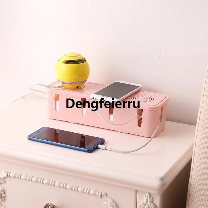 Dengfeierru Wire Cable Storage Box Tidy Wire Organizer Cable Management Phone New style Data Line Storage Case Safety Home Room Container Solid Colors