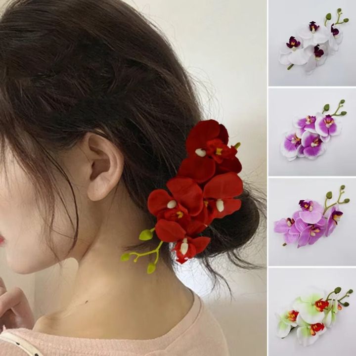 Cute Butterfly Orchid Orchid Flower Hairpin Hair Accessories Headdress Seaside Vacation Headwear Side Clip Bohemia Duckbill Clip Bridal