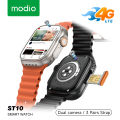 Modio ST10 4G Smart Watch Dual Camera with 3 Pairs Straps. 