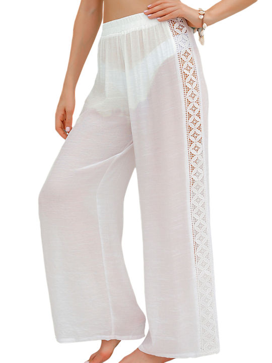 Women%20Casual%20Beachwear,%20Solid%20Color%20Hollow%20Out%20See-Through%20Loose%20Cover%20Up%20Long%20Pants%20-%20Image%208