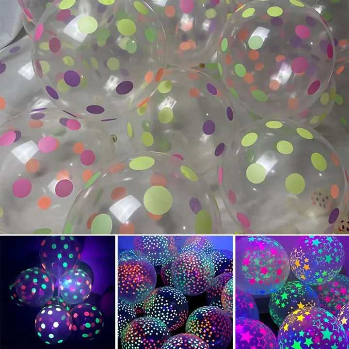 party decorations items 10 Clear Latex Balloon Neon UV Blacklight ...