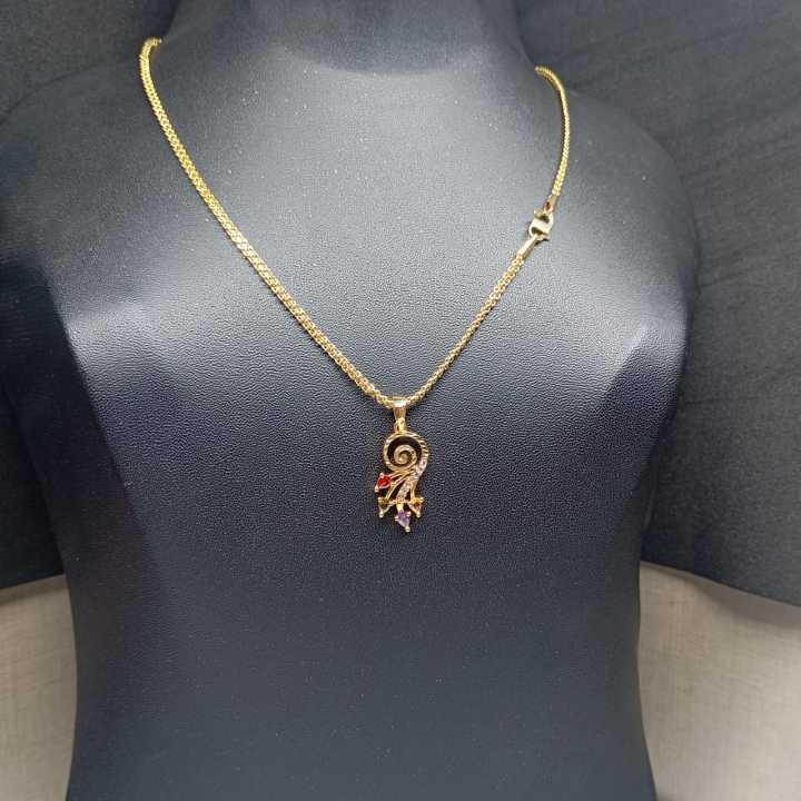 Gold%20Plated%202.8mm%20Bismarck%20Chain%20with%20Pendant%20-%20Image%202