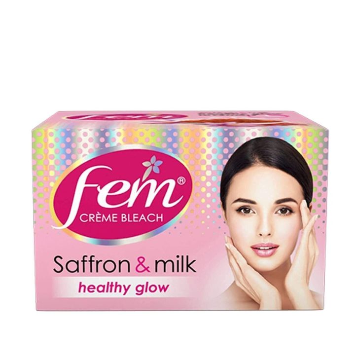 Fem Fairness (Saffron & Milk) Crème Bleach - 40g | Advanced Skin Brightening System | Enriched wih Goodness of Safrron & Milk | With Rejuvenating Fragrance| No Added Parabens, Silicones & Ammonia