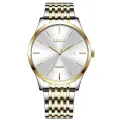 Premium Gentleman Office Style Gold Silver Two Tone Stainless Steel Luxury Men Watch Quartz Analog Business Chain Casual Wrist Dial Watches For Boys Gents - White High-Five LK. 