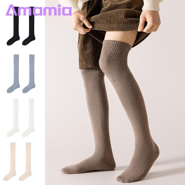 Sweat-absorbent Socks Men's Winter Over Knee High Elasticity Warm Long Socks Soft Breathable Anti-slip Unisex Stockings Loose Ankle Socks