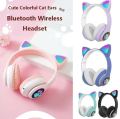 Kids Wireless Headphones Cat Ear LED Light Up Bluetooth Foldable Headphones Over Ear. 