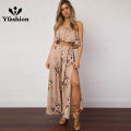 Yfashion Women Bohemian Floral Printing Skirt Sexy High Waist Split Summer Beach Irregular Long Skirt For Party. 