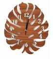 12 Inch Wooden Wall Clock with Leaf Pattern, Laser Cut Design, High Quality Movement, Customizable Engraving. 