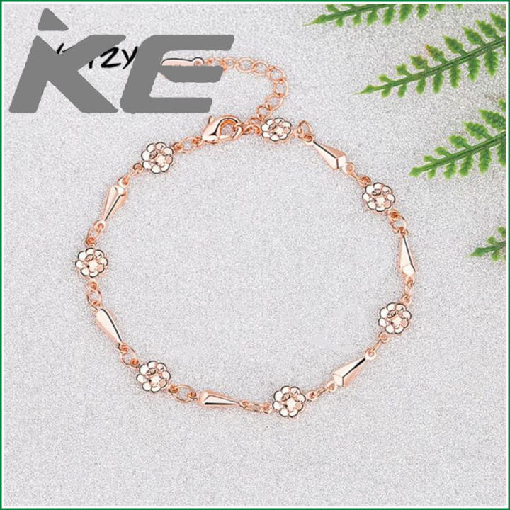 【IKE】925 Sterling Silver  Woman Fashion Jewelry High Quality Retro Simple Flower DIY en Rose  Bracelet Length 21CM