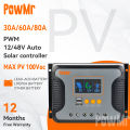 PowMr  30A/60A/80A  PWM Solar Charge Controller 12V-48V Solar Controller Solar Panel Battery Regulator Dual USB LCD Display Pstar. 