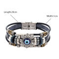 Turkish Lucky Evil Eye Bracelet for Men Jewelry Accessories Handmade Multilayer Beaded Black Punk Leather Bracelets for Women ANLAN. 