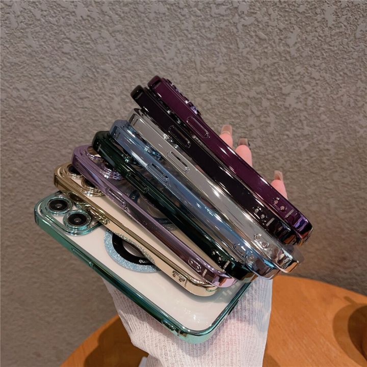 HOCE%20Plating%20Glitter%20Magnetic%20Phone%20Cases%20For%20iPhone%2011%2012%2013%2014%2015%20Pro%20Max%2014%2015%20Plus%20MagSafe%20Case%20Clear%20Logo%20Hole%20Soft%20TPU%20Cover%20-%20Image%205