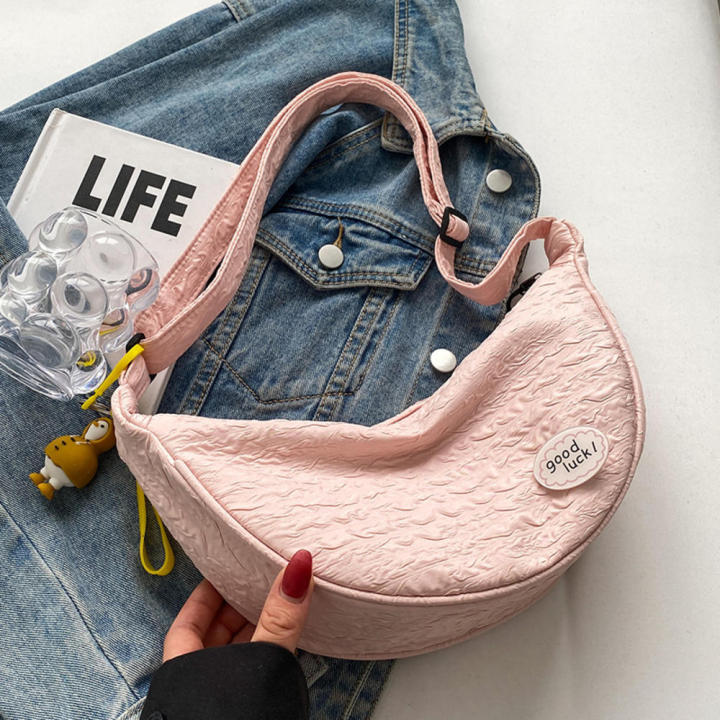 Nylon Chest Bag 2024 Collection Casual Crossbody Bag Half Moon Women's Hobo Bag for Travel Shopping Urban Lifestyle Trendy Accessory Daily Carry