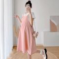 Pregnant Women Summer Short Sleeve Suit Fashion Fashion Mom Casual Outdoor Two-Piece Sling Summer Pregnant Women Overknee Dress. 