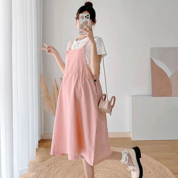 Pregnant%20Women%20Summer%20Short%20Sleeve%20Suit%20Fashion%20Fashion%20Mom%20Casual%20Outdoor%20Two-Piece%20Sling%20Summer%20Pregnant%20Women%20Overknee%20Dress%20-%20Image%204