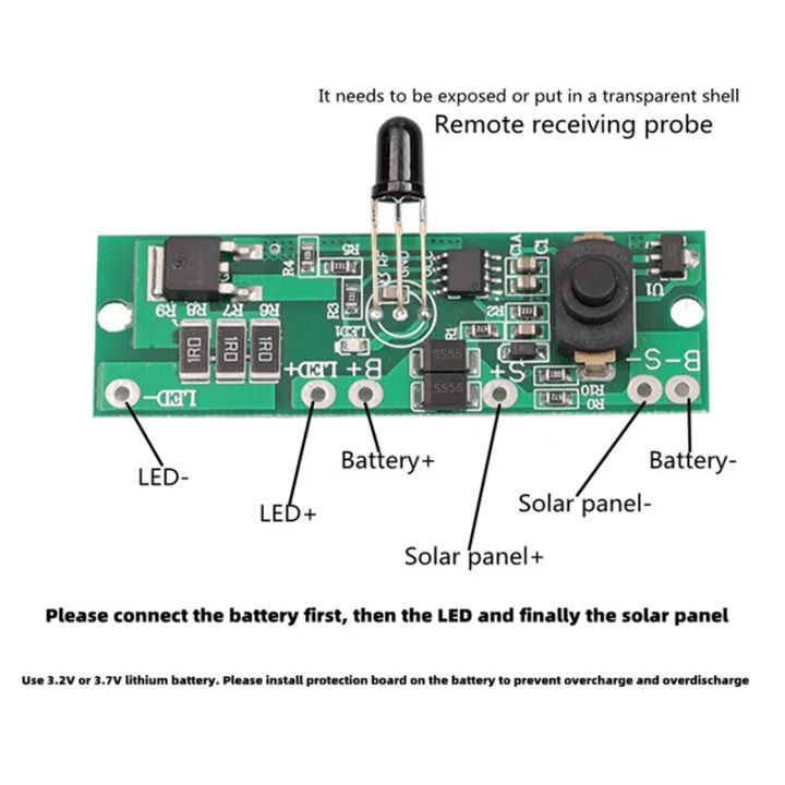 Solar Light Circuit Board with Remote Control Human Body Induction 3.2V ...