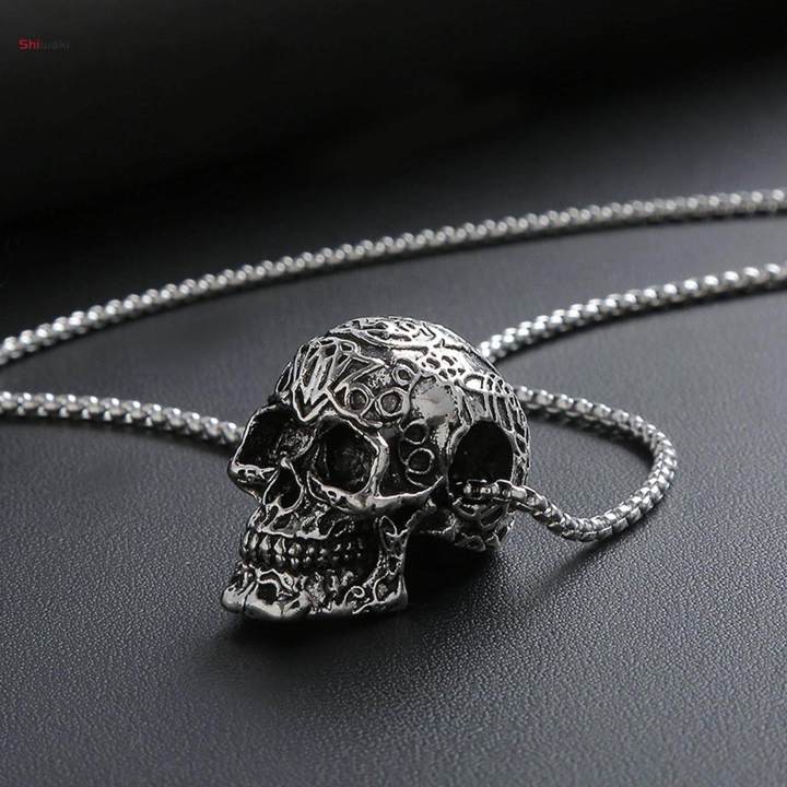 Skull Necklaces Cool Hip Hop Biker Pendant Necklace for Man Boys