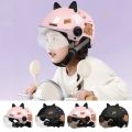 Cute Capybara Sticker Electric Bicycle Helmet Sunscreen Breathable Cycling Helmet with 3D Cat Ears Safety Motorcycle Half Helmet for Kids. 