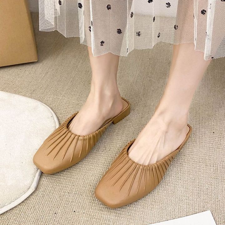 2023New%20Korean%20Style%20Half%20Slippers%20Closed%20Toe%20Lazy%20Summer%20Outer%20and%20Inner%20Wear%20Daily%20Date%20New%20Shoes%20Waterproof%20Durable%20Half%20Enclosing%20Slipper%20-%20Image%202