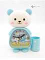 Hello Kitty alarm clock super alarm clock cute mini bedside cartoon for primary school students with pen holder beautiful pink color and blue color analog alarm clock with cute pen holder. 