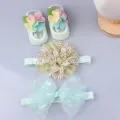 I Love Daddy&Mummy 3Pcs/Set Baby Girl Headband Socks Set Lace Flower Bows Newborn Hair Bands Headbands For Girls Turban Baby Hair Accessories. 