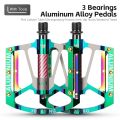 WEST BIKING Electroplated Aluminum Alloy Pedals MTB Road Bicycle Pedals Multi-Color Anti Slip Waterproof Three Bearing Pedals. 