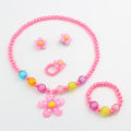 5Pcs Handmade Flower Necklace Bracelet Ring Ear Studs Kids Girls Jewelry Set. 