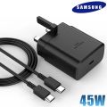 Samsung Charger 45W 25W PD Adapter With Type C Charge Cable - Super Fast Charging UK Main Plug USB-C PM. 