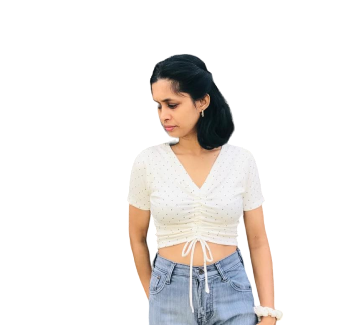 White%20Dot%20V%20Neck%20Short%20Sleeve%20Front%20Gather%20Top%20-%20Image%205