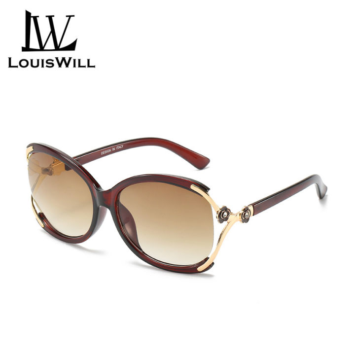 LouisWill Newest Sunglasses Women Sunglasses Ladies Eyewear Anti-UV Square Sun Glasses Accessories Retro Camellia Summer Glasses for Women with Free Glasses Bag