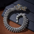 Collectible-grade Keel Chain Three-dimensional Dragon Bracelet Men's Domineering Dragon Head Retro Style Personality High Value. 